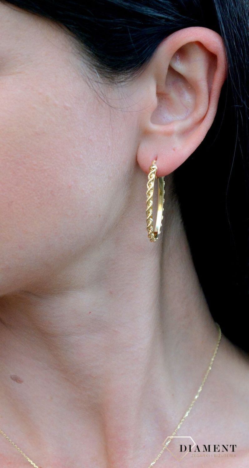 Złote kolczyki koła o falistym kształcie DIA-KLC-4281-585.jpg