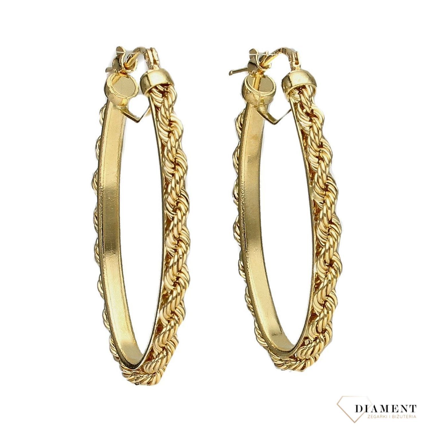 Złote kolczyki koła o falistym kształcie DIA-KLC-4281-585.jpg