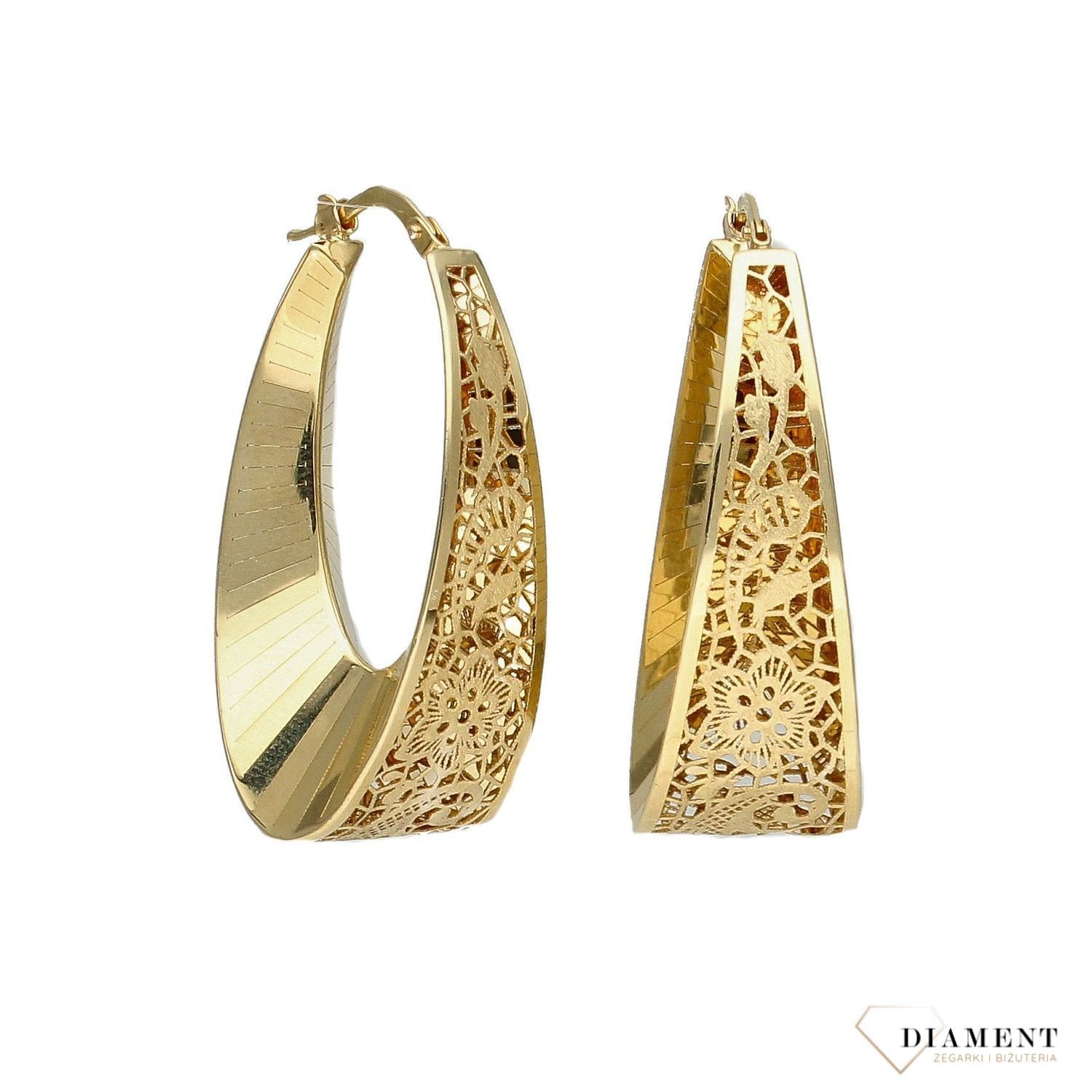 Duże złote kolczyki w kształcie ażurowego koła DIA-KLC-4291-585.jpg