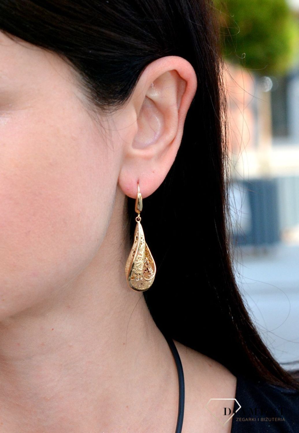 Złote kolczyki ażurowe, skręcone kółka DIA-KLC-4292-585.jpg