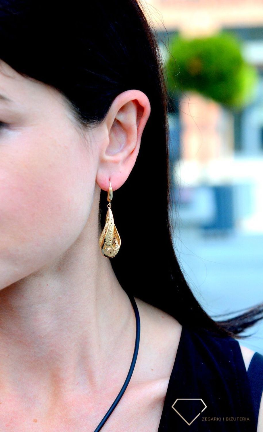 Złote kolczyki ażurowe, skręcone kółka DIA-KLC-4292-585.jpg