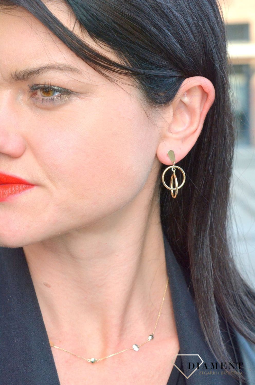 Złote kolczyki dwa wiszące kółka DIA-KLC-4296-585.jpg
