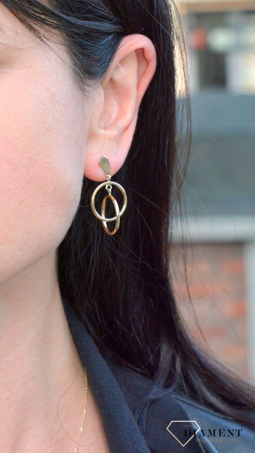 Złote kolczyki dwa wiszące kółka DIA-KLC-4296-585.jpg