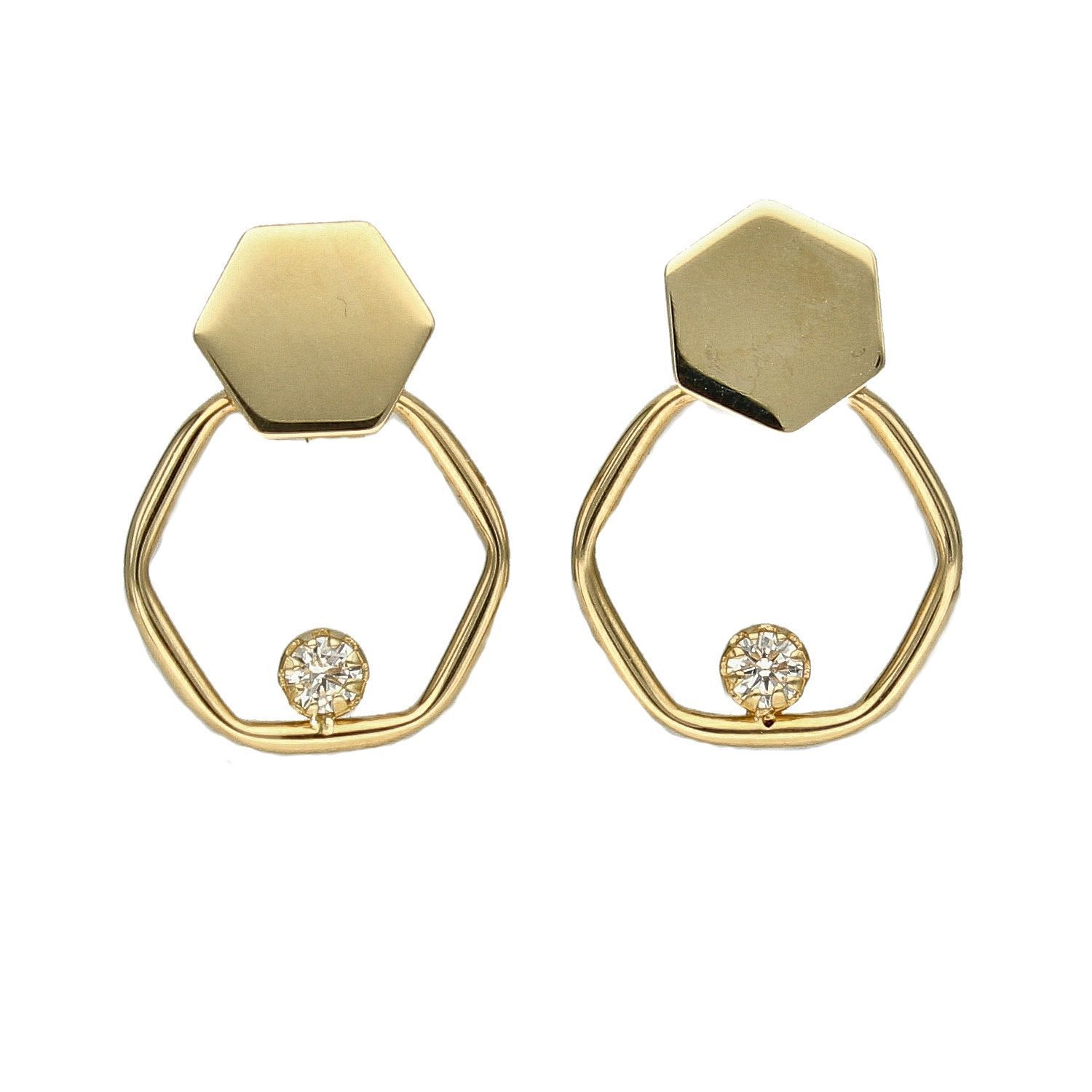 Złote kolczyki geometryczne z cyrkonią DIA-KLC-4297-585.jpg