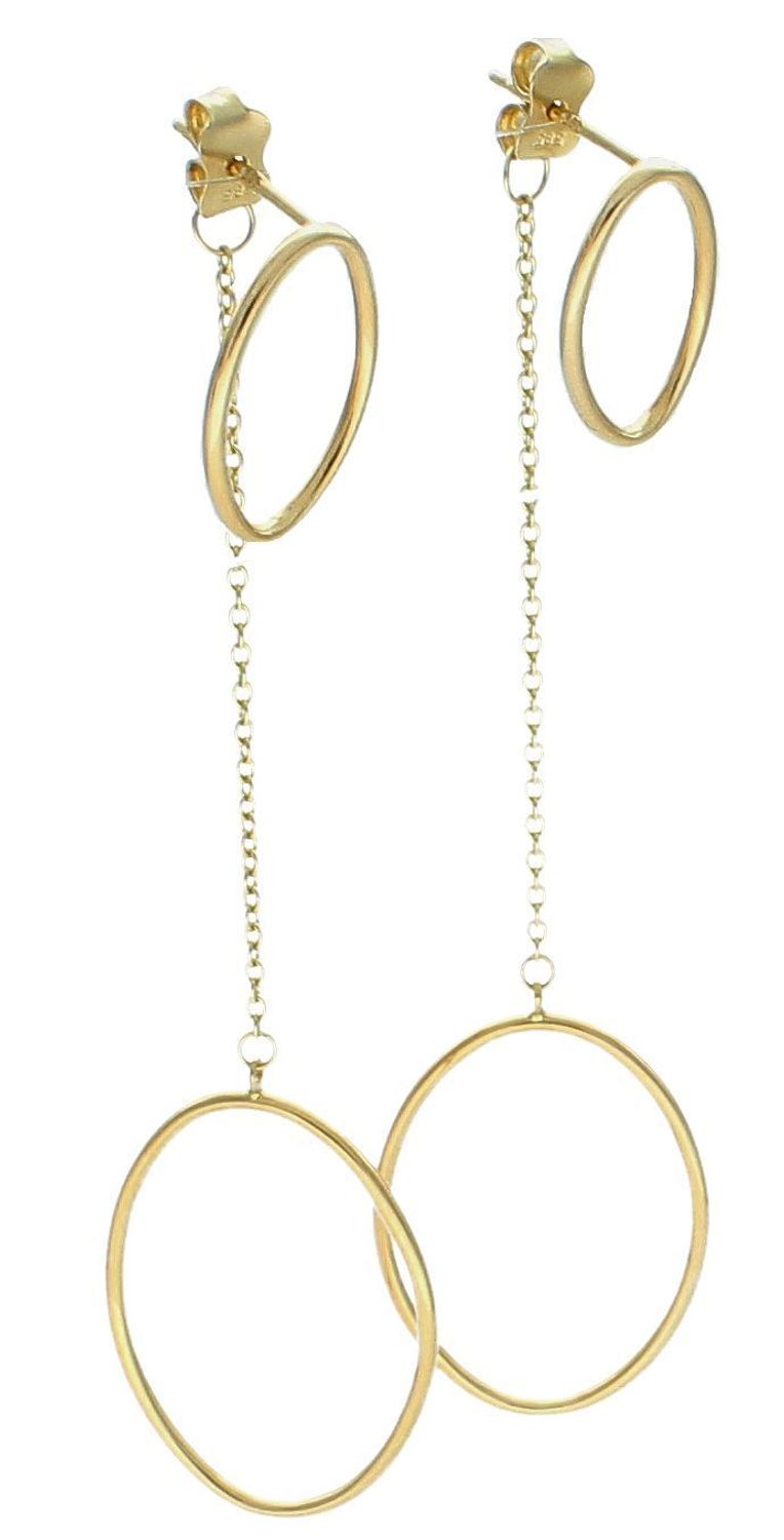 Kolczyki złote wiszące dwa elementy pr 585, DIA-KLC-4298-585 Złote kolczyki zostały wykonane z najwyższej jakości złota próby 585. Kunsztownie wykonane złote kolczyki to idealny prezent dla każdej kobiety.1.jpg