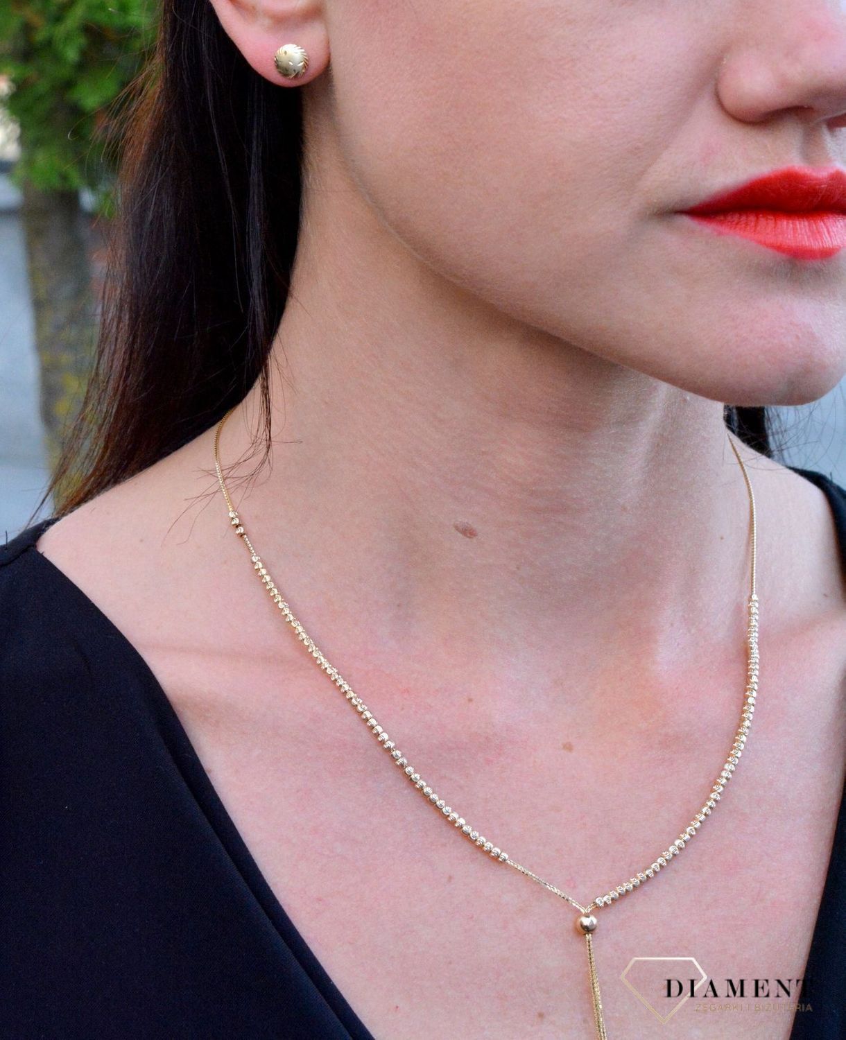 Złote kolczyki okrągłe blaszki z grawerowanym brzegiem DIA-KLC-4301-585.jpg