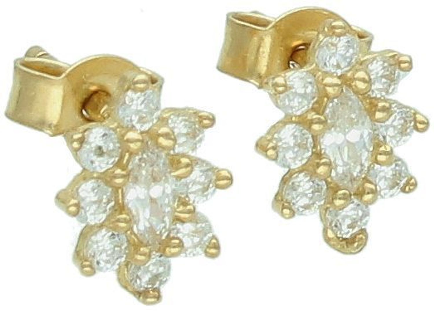 Kolczyki złote 585 owalny kwiat z cyrkoniami DIA-KLC-4319-585 Subtelny blask 14-karatowego białego złota, próby 585 szlachetnego kruszcu, zamknięty w uroczej formie delikatnego kwiatu. 1.jpg