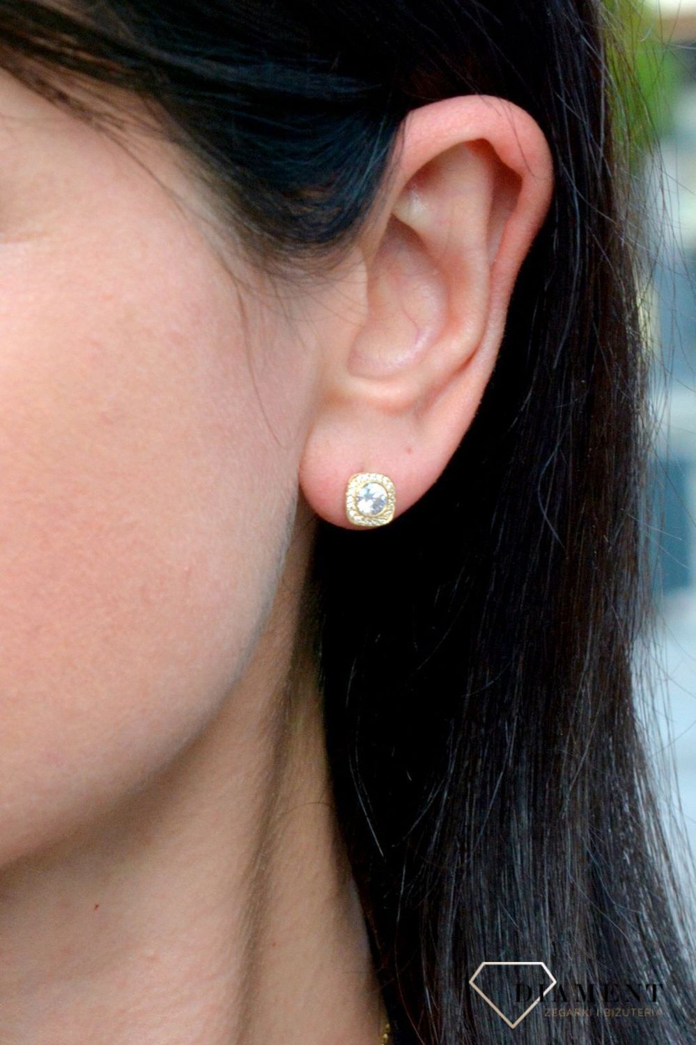 Złote kolczyki kwadraty z błyszczącą cyrkonią DIA-KLC-4320-585.jpg