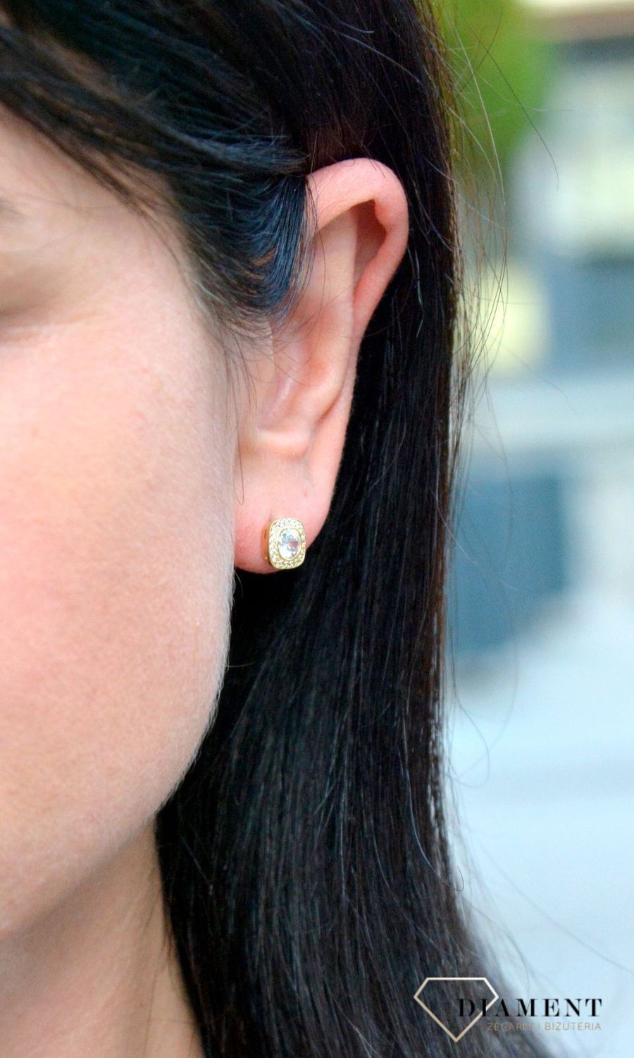 Złote kolczyki kwadraty z błyszczącą cyrkonią DIA-KLC-4320-585.jpg