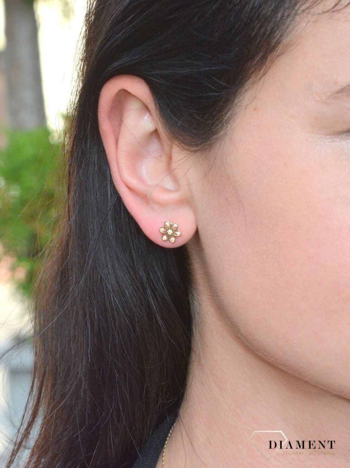 Złote kolczyki dla dziewczynki kwiatki z cyrkonią DIA-KLC-4321-585.jpg