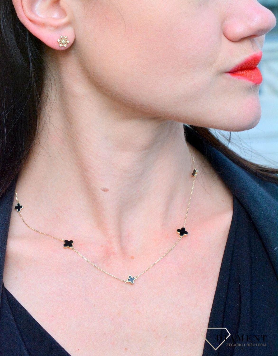 Złote kolczyki dla dziewczynki kwiatki z cyrkonią DIA-KLC-4321-585.jpg