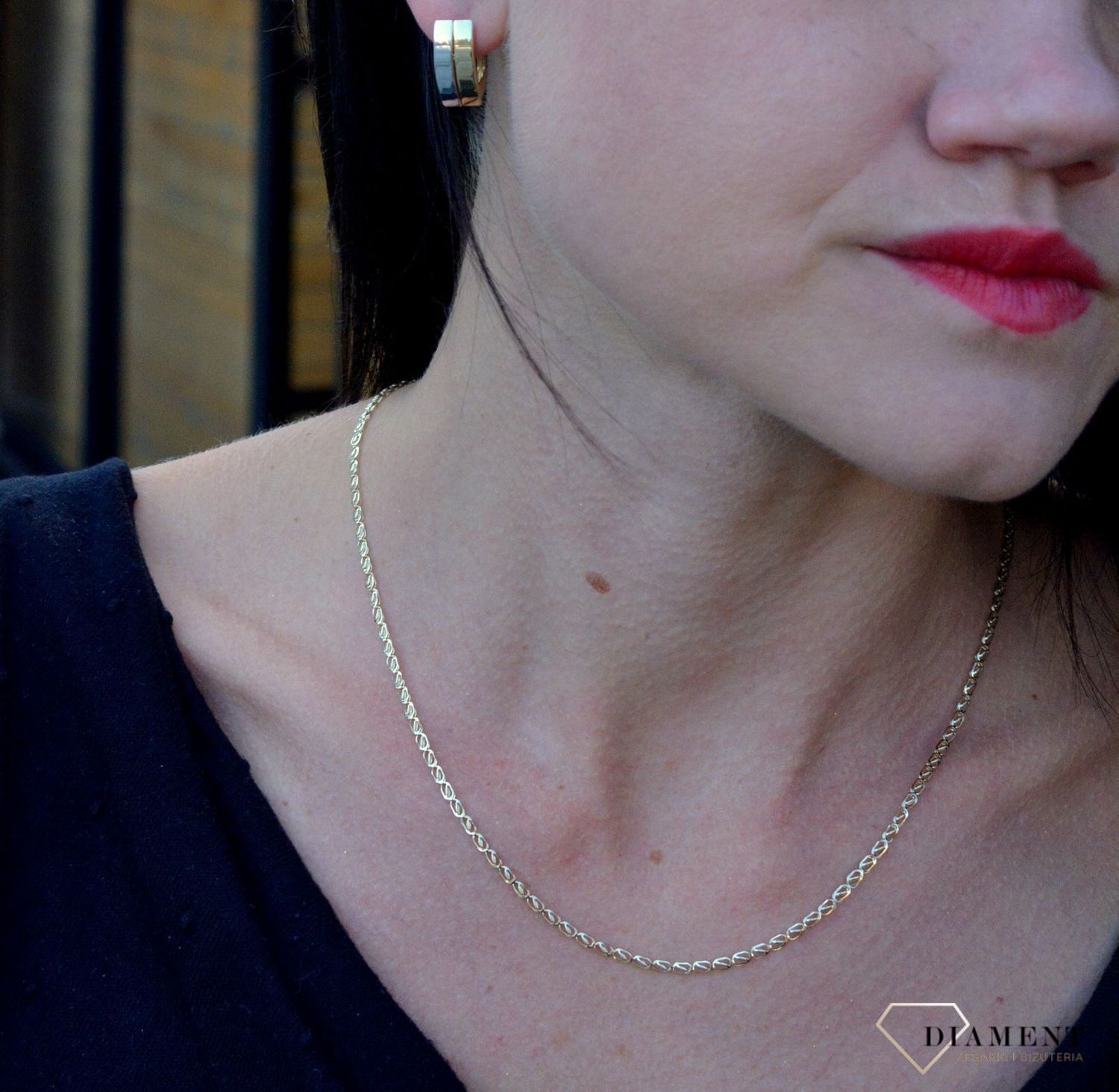 Złote kolczyki gładkie blaszki połączenie żółtego i białego złota DIA-KLC-4385-585.jpg