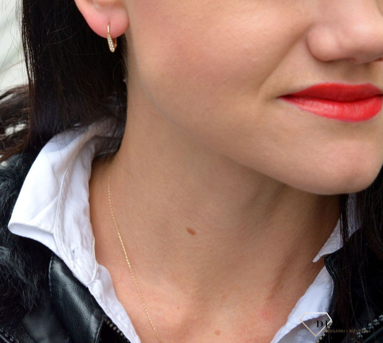 Złote, delikatne kolczyki ozdobione cyrkonią DIA-KLC-4423-585.jpg