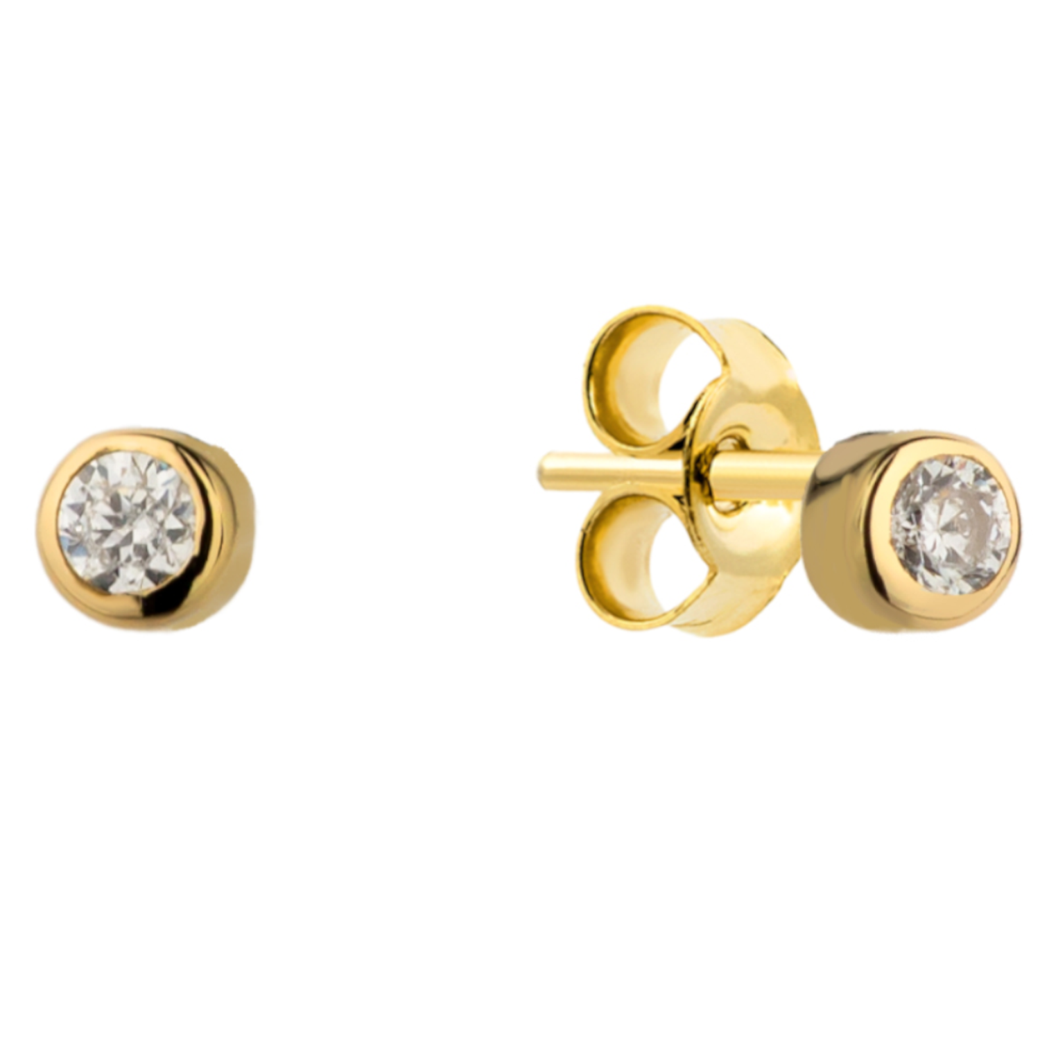 Złote kolczyki przy uchu mała, biała cyrkonia DIA-KLC-4425-585.png