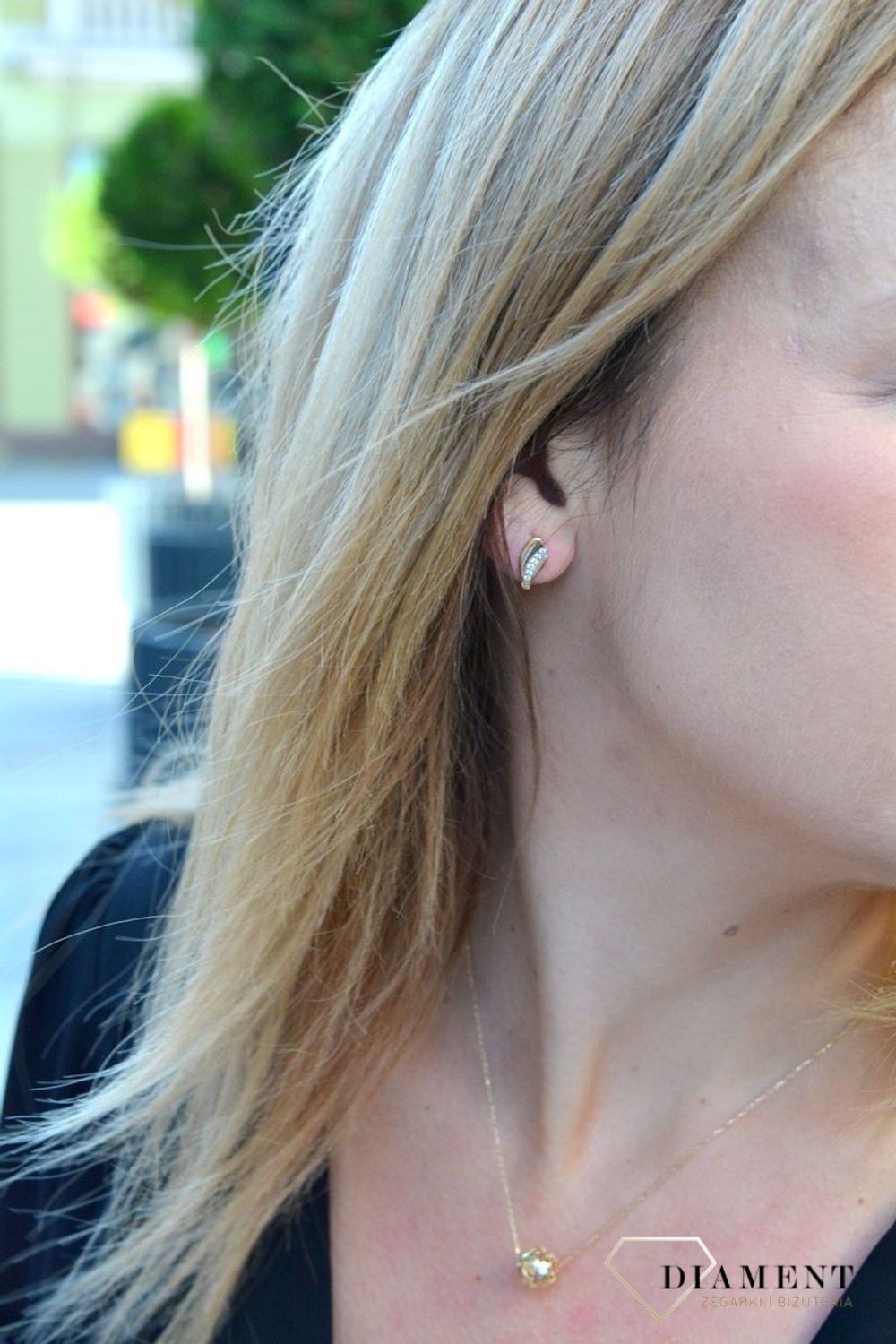 Złote kolczyki damskie ozdobione błyszczącą cyrkonią DIA-KLC-4429-585.jpg