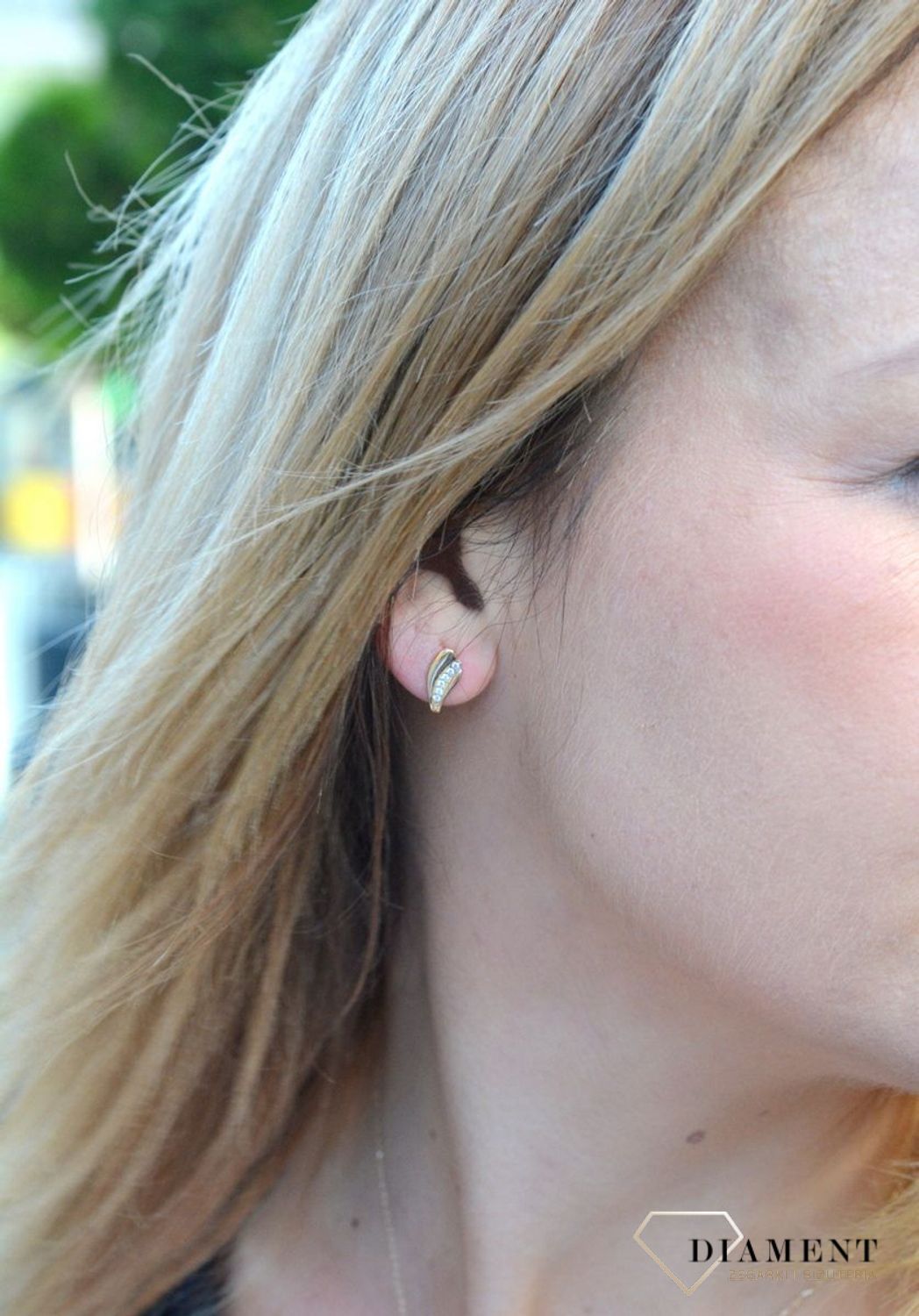 Złote kolczyki damskie ozdobione błyszczącą cyrkonią DIA-KLC-4429-585.jpg