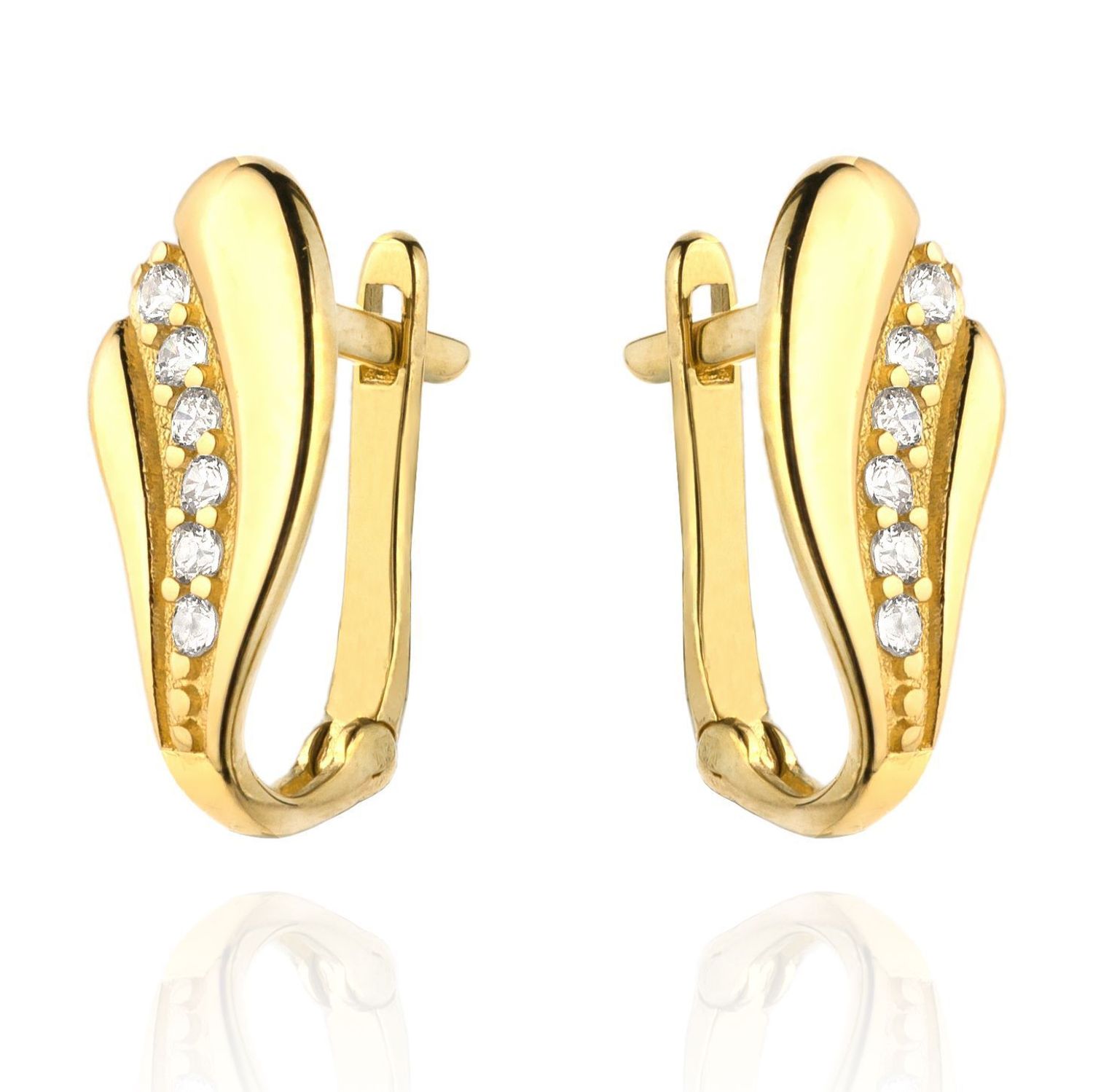 Złote kolczyki damskie ozdobione błyszczącą cyrkonią DIA-KLC-4429-585.jpg