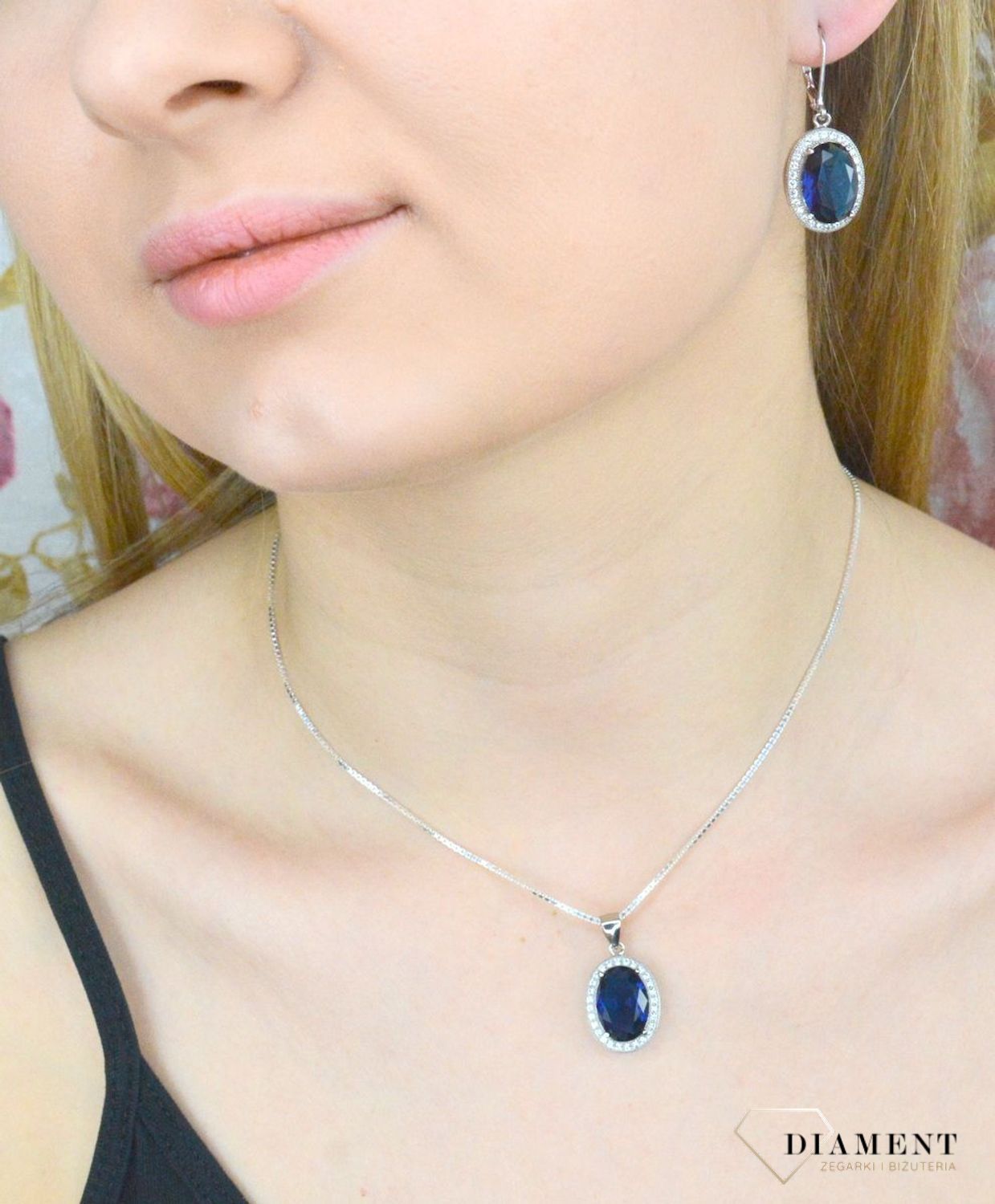 Kolczyki damskie  Granatowa Markiza  DIA-KLC-4664-925 Srebrne kolczyki zapinane na ponadczasowe zapięcie angielskie, zostały wykonane z najwyższej jakości srebra próby 925. Idealny pomysł na prezent..jpg