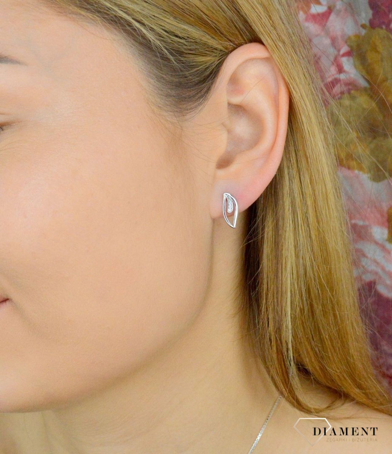 Kolczyki damskie  Listki z cyrkoniami  DIA-KLC-4673-925.jpg