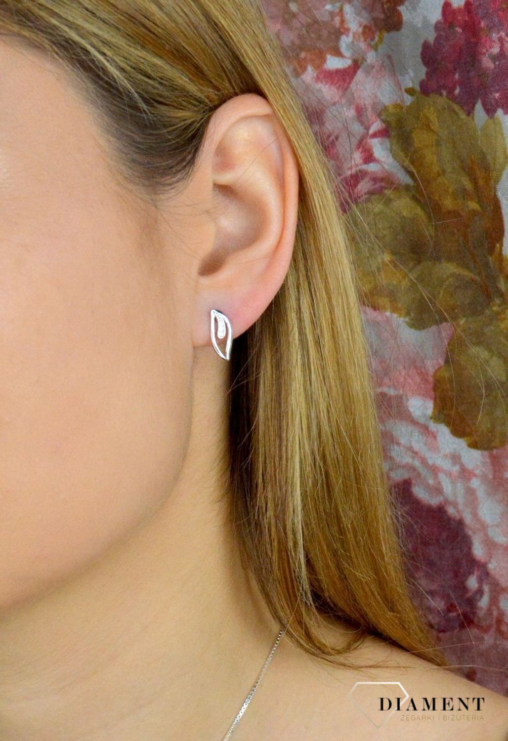 Kolczyki damskie  Listki z cyrkoniami  DIA-KLC-4673-925.jpg