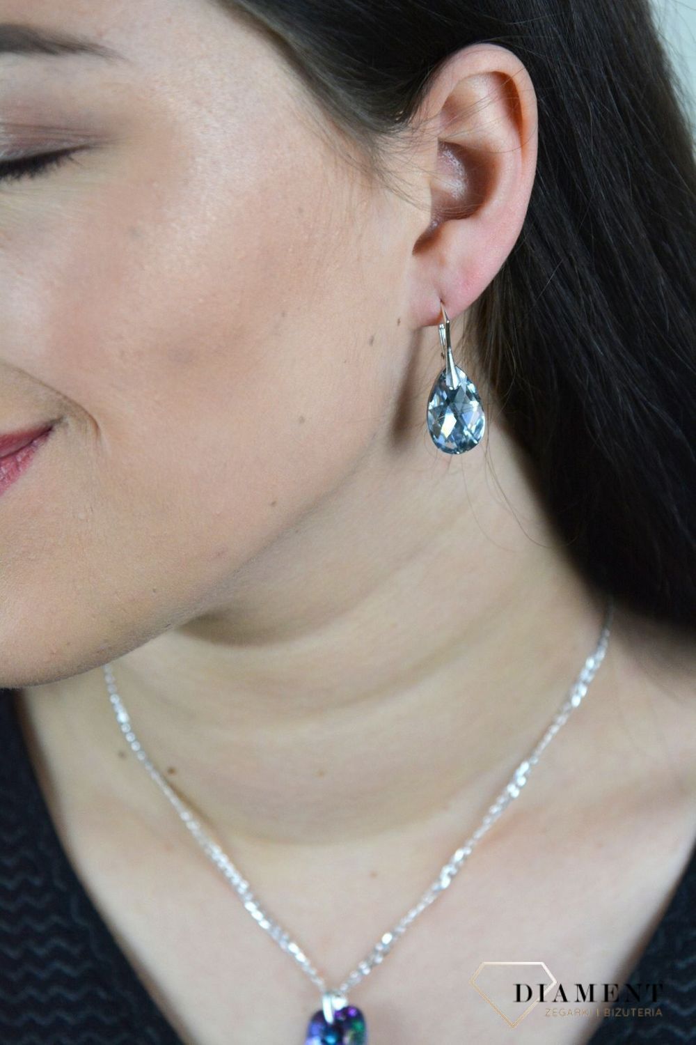 Srebrne kolczyki z kryształem Swarovskiego 'Przejrzysty kryształ' DIA-KLC-4681-925.jpg