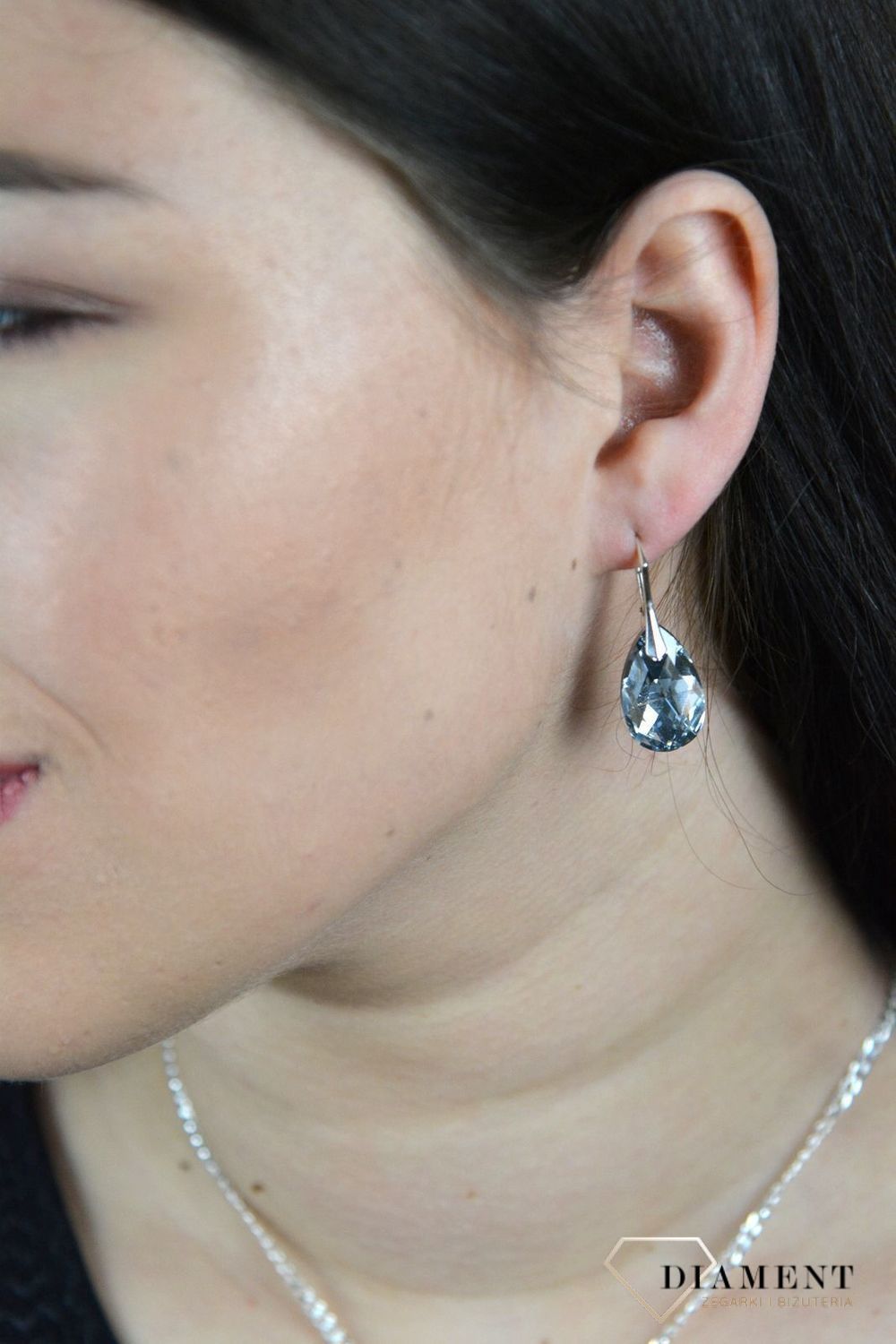 Srebrne kolczyki z kryształem Swarovskiego 'Przejrzysty kryształ' DIA-KLC-4681-925.jpg