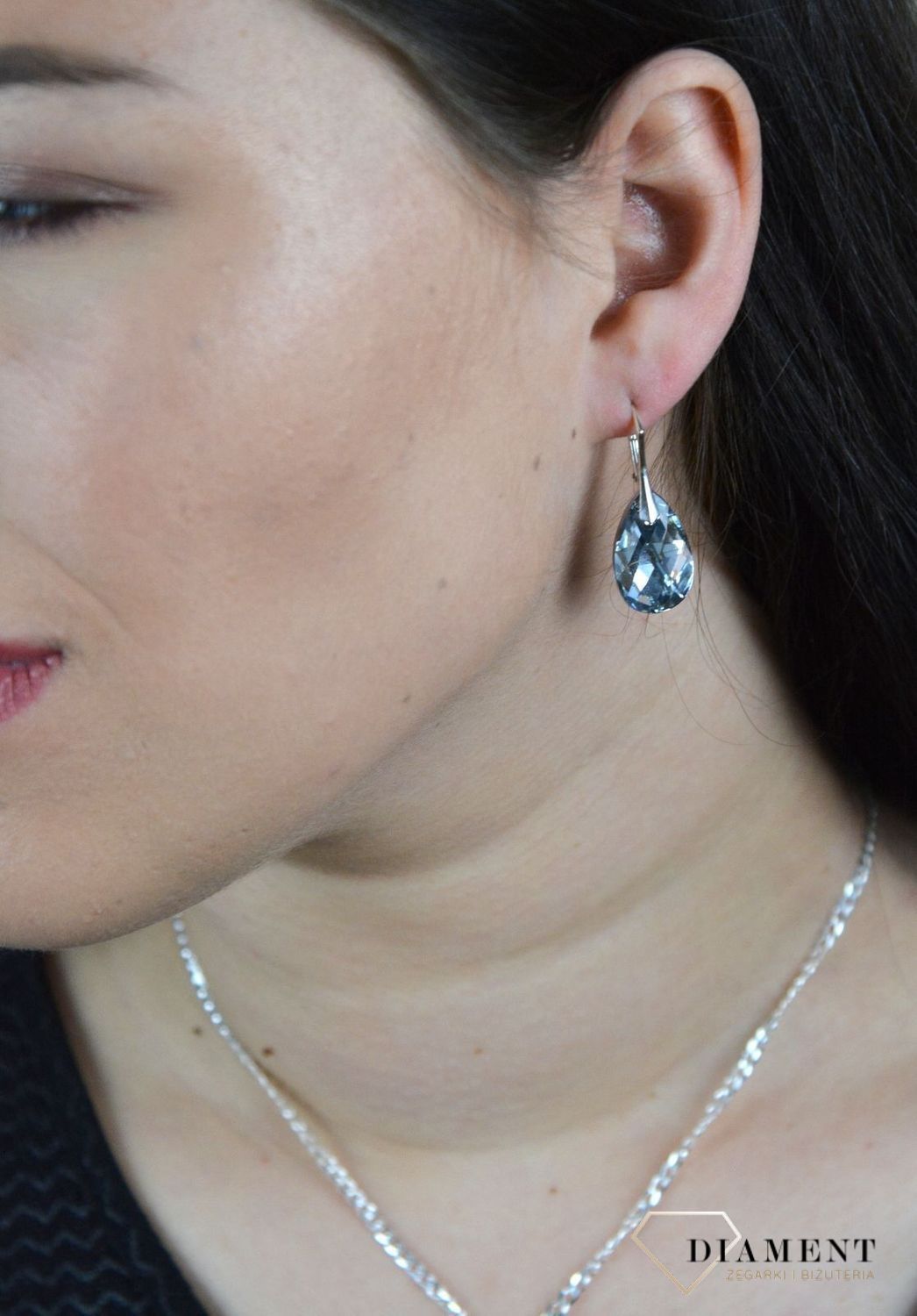 Srebrne kolczyki z kryształem Swarovskiego 'Przejrzysty kryształ' DIA-KLC-4681-925.jpg