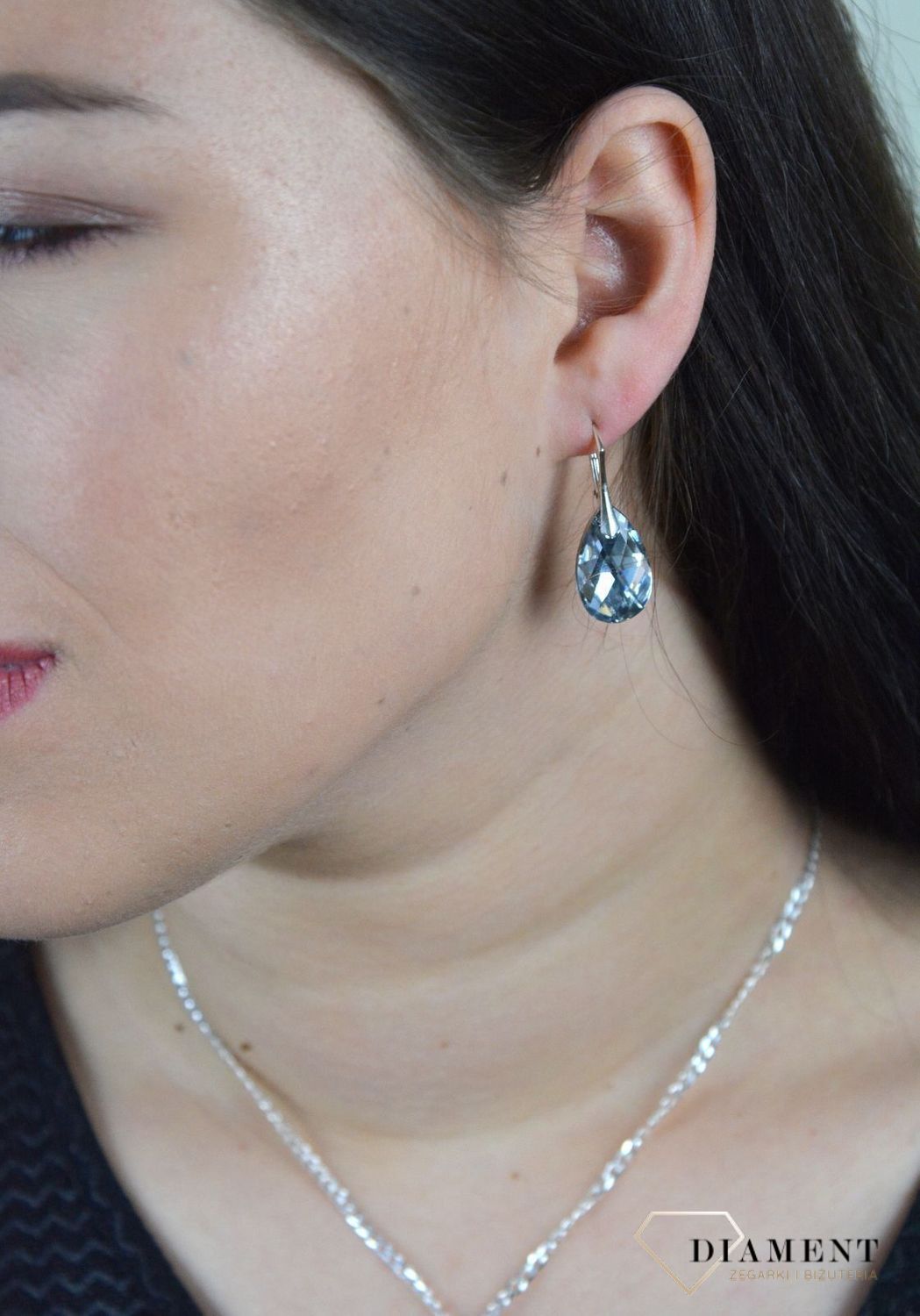 Srebrne kolczyki z kryształem Swarovskiego 'Przejrzysty kryształ' DIA-KLC-4681-925.jpg