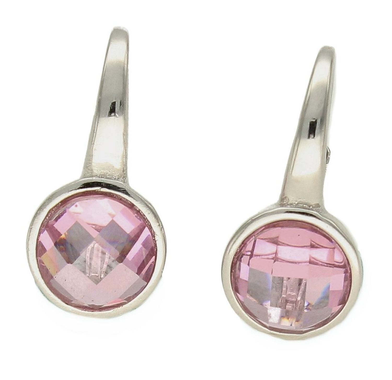 Kolczyki srebrne damskie  Różowe szkiełka  DIA-KLC-4686-925 Srebrne kolczyki zapinane na bigiel angielski, zostały wykonane z najwyższej jakości srebra próby 925. Idealny pomysł na prezent..jpg