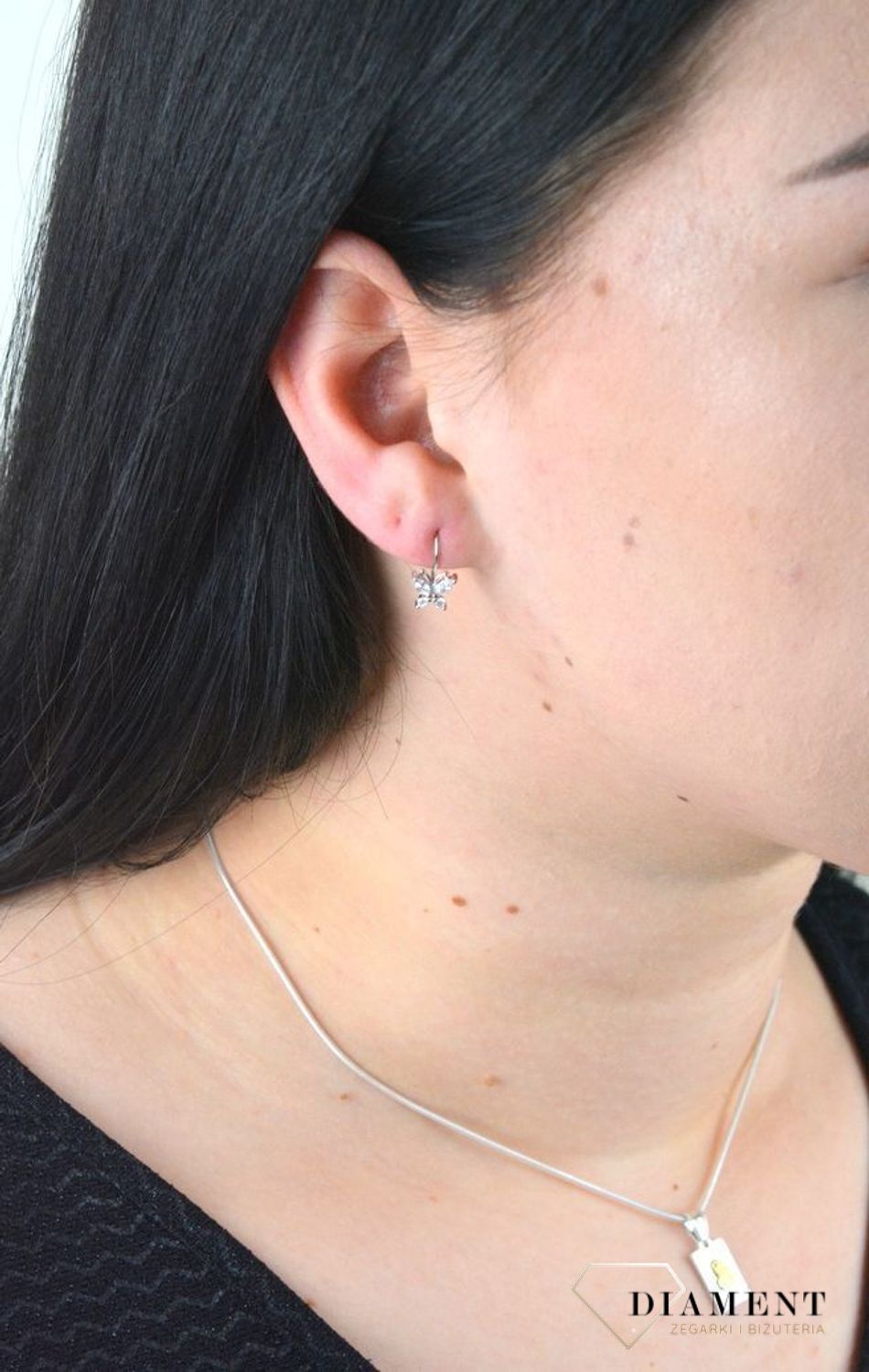 Srebrne kolczyki motylki z białą cyrkonią DIA-KLC-4717-925.jpg