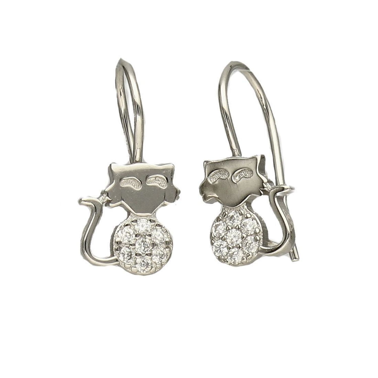 Srebrne kolczyki dla dziewczynki kotki z cyrkoniami DIA-KLC-4739-925.jpg