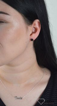 Srebrne kolczyki czarne kulki przy uchu DIA-KLC-4770-925. Kolczyki wkrętki wykonane ze srebra próby 925. Kolczyki czarne kuleczk (3).JPG