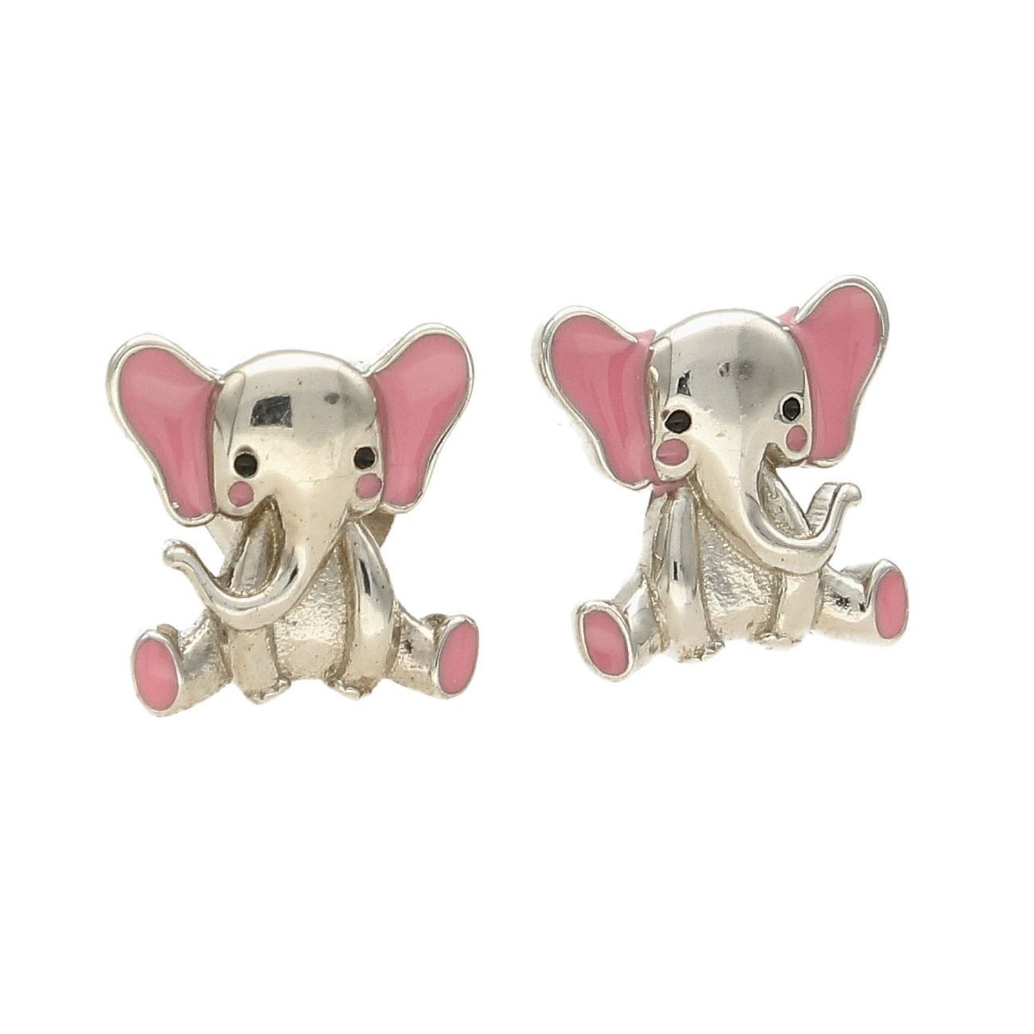 Srebrne kolczyki dziecięce Słoniki Różowa Emalia DIA-KLC-4783-925.jpg