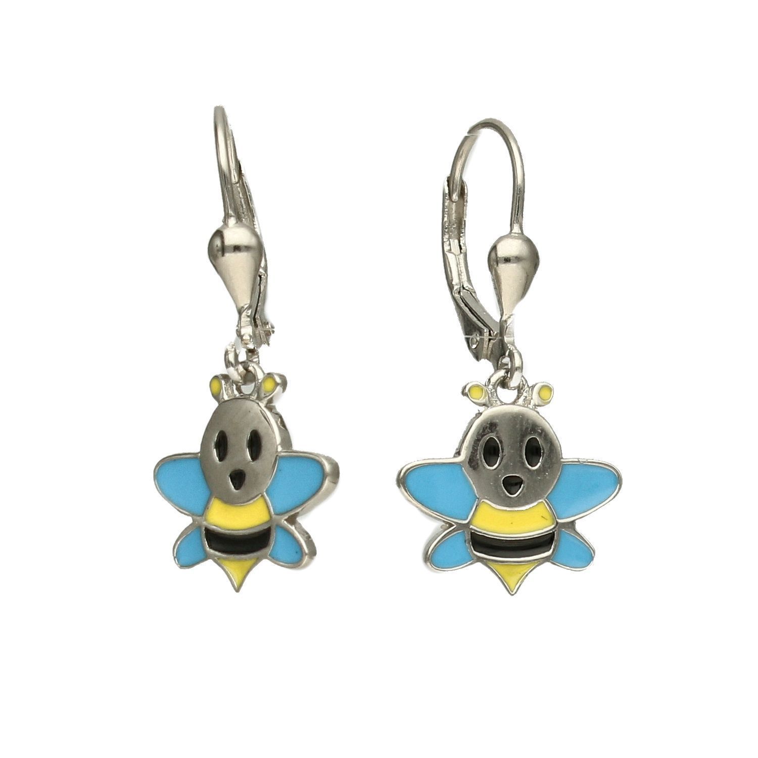 Srebrne kolczyki dla dziewczynki wiszące pszczółki DIA-KLC-4784-925.jpg