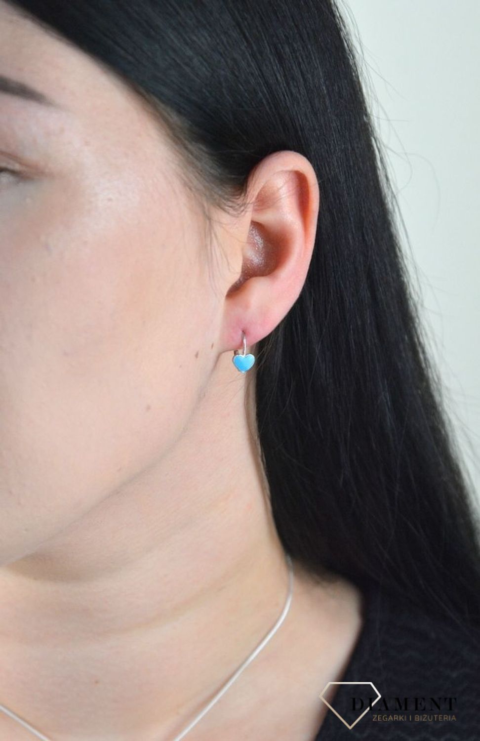 Srebrne kolczyki niebieskie serduszka dla dziewczynki DIA-KLC-4788-925.jpg