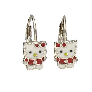 Srebrne kolczyki małe dla dziewczynki kolorowe Hello Kitty DIA-KLC-4790-925.jpg