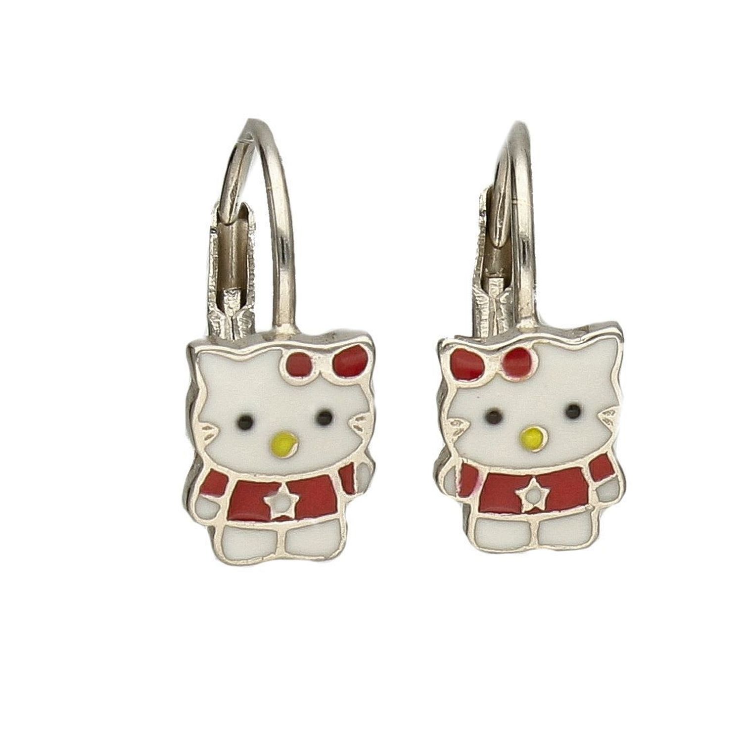 Srebrne kolczyki małe dla dziewczynki kolorowe Hello Kitty DIA-KLC-4790-925.jpg