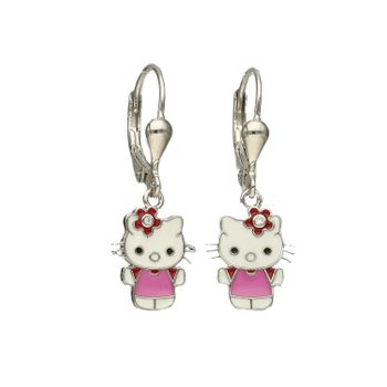 Srebrne kolczyki dla dziewczynki wiszące Hello Kitty DIA-KLC-4791-925.jpg