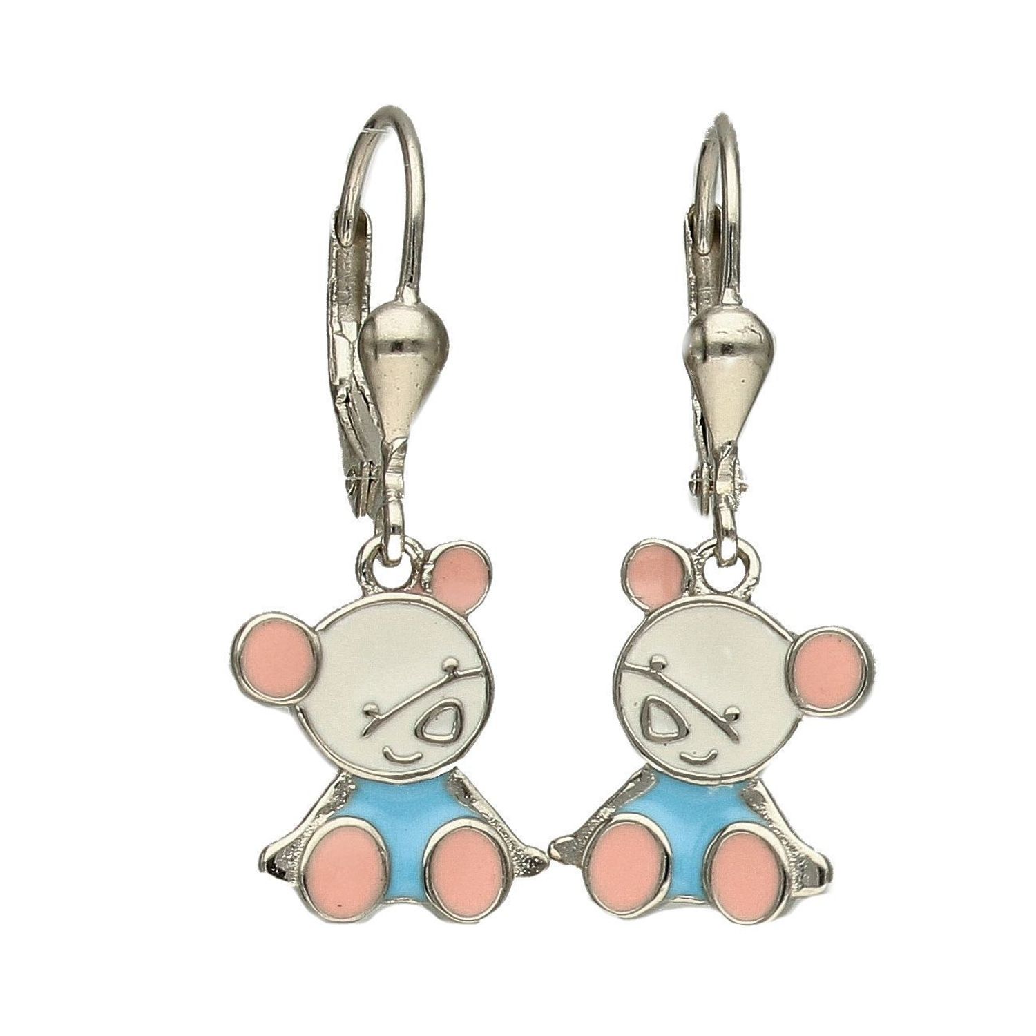 Kolczyki misie srebrne emalia różowo-niebieska DIA-KLC-4793-925.jpg