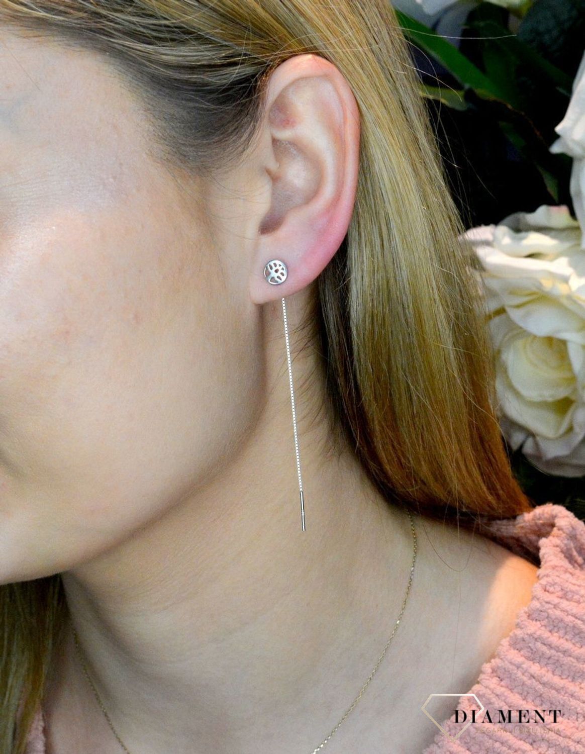 Srebrne kolczyki damskie przeciągane  DIA-KLC-51171-925. Kolczyki zostały wykonane z najwyższej jakości srebra próby 925. Wygodne kolczyki bez zapięcia, przekładane. Idealne kolczyki na prezent.jpg