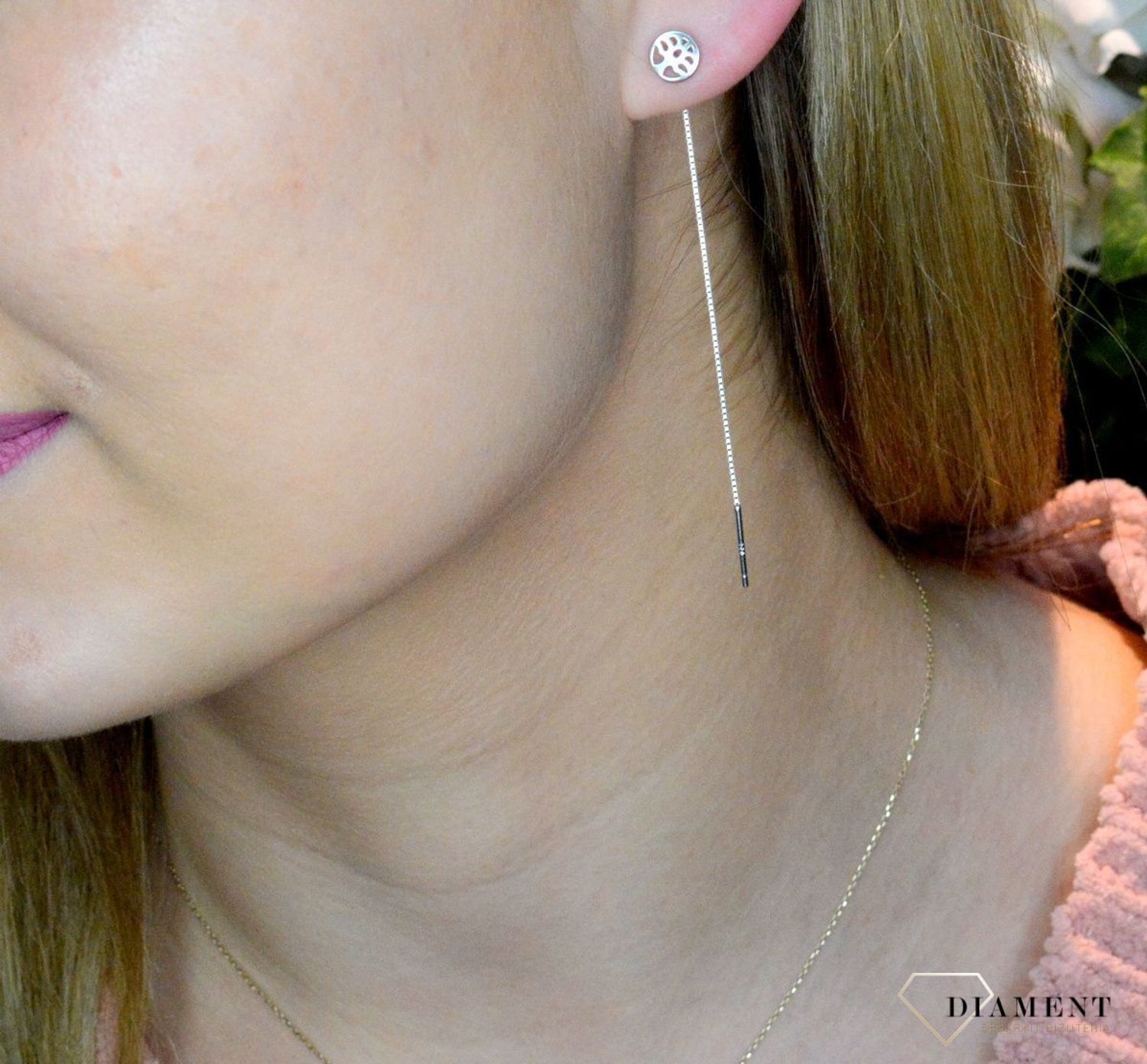 Srebrne kolczyki damskie przeciągane  DIA-KLC-51171-925. Kolczyki zostały wykonane z najwyższej jakości srebra próby 925. Wygodne kolczyki bez zapięcia, przekładane. Idealne kolczyki na prezent.jpg