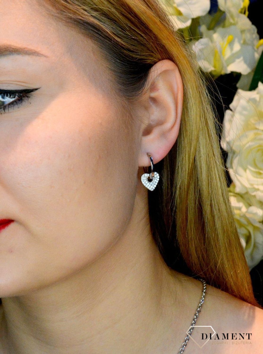 Srebrne kolczyki koła z zawieszką serca DIA-KLC-52675-925. Srebrne kolczyki kółeczka z zawieszką w formie serca. Pomysł na prezent na walentynki. Kolczyki 2w1. Kółka z zawieszką. Kolczyki z sercem..jpg