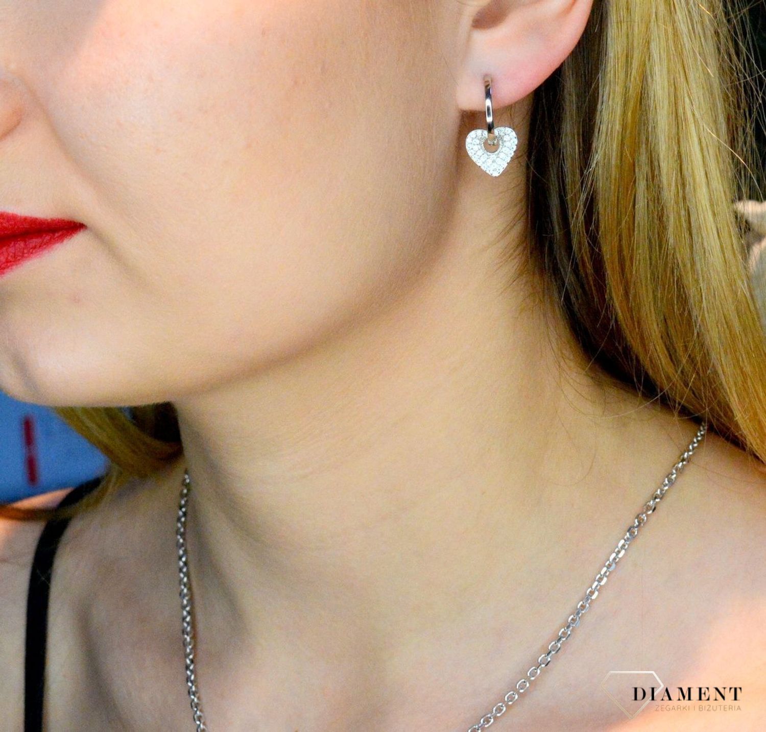 Srebrne kolczyki koła z zawieszką serca DIA-KLC-52675-925. Srebrne kolczyki kółeczka z zawieszką w formie serca. Pomysł na prezent na walentynki. Kolczyki 2w1. Kółka z zawieszką. Kolczyki z sercem..jpg