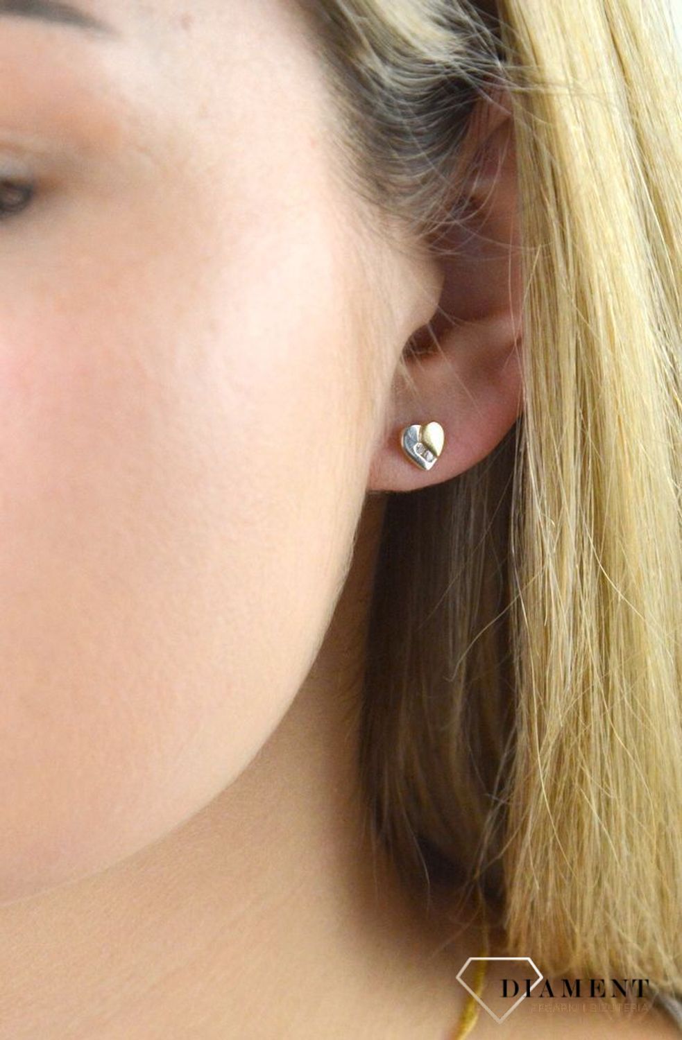 Złote kolczyki w kształcie serca łączone złoto DIA-KLC-5295-585.jpg