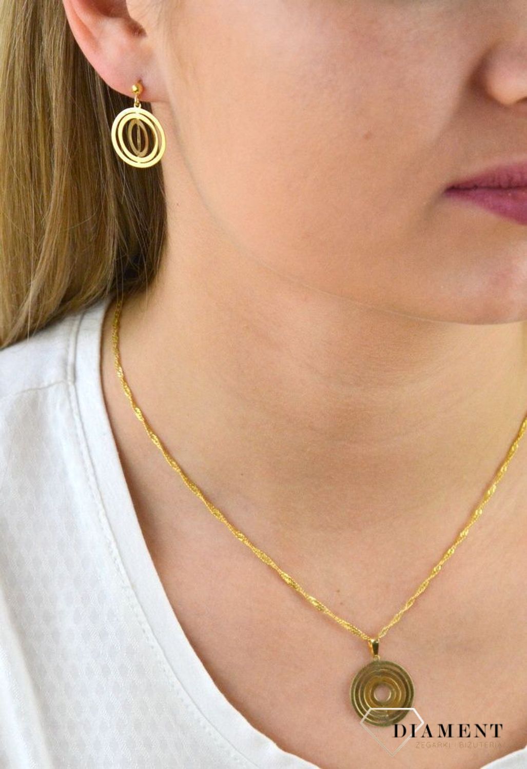 Złote kolczyki ponadczasowy wzór z kołem DIA-KLC-5299-585.jpg