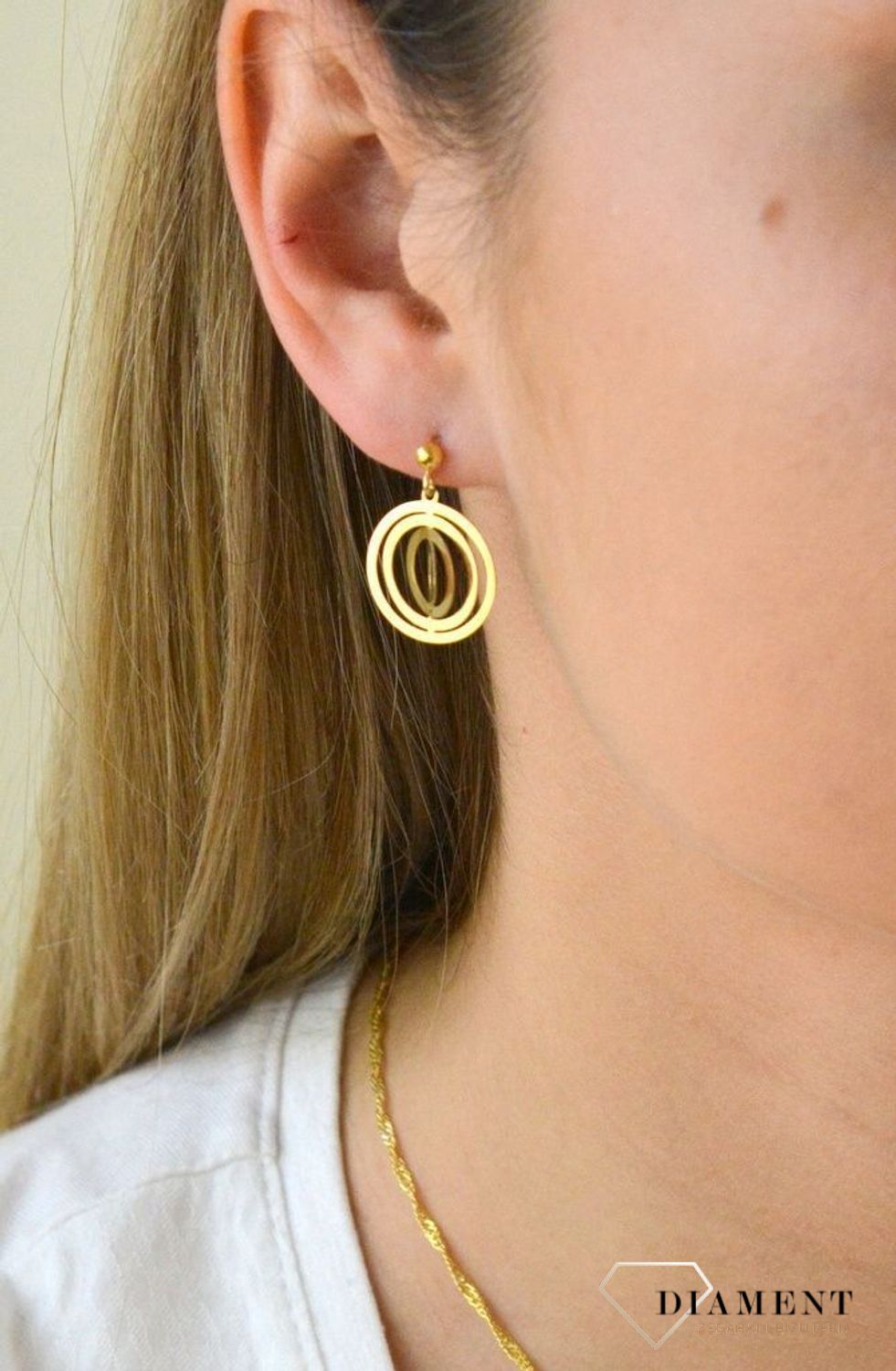 Złote kolczyki ponadczasowy wzór z kołem DIA-KLC-5299-585.jpg