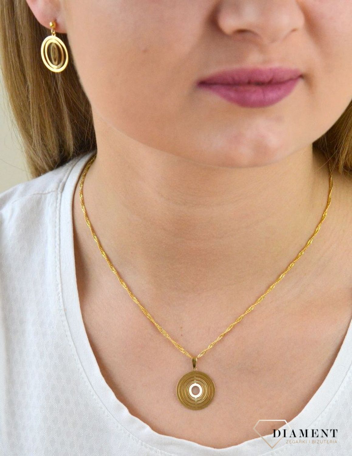 Złote kolczyki ponadczasowy wzór z kołem DIA-KLC-5299-585.jpg