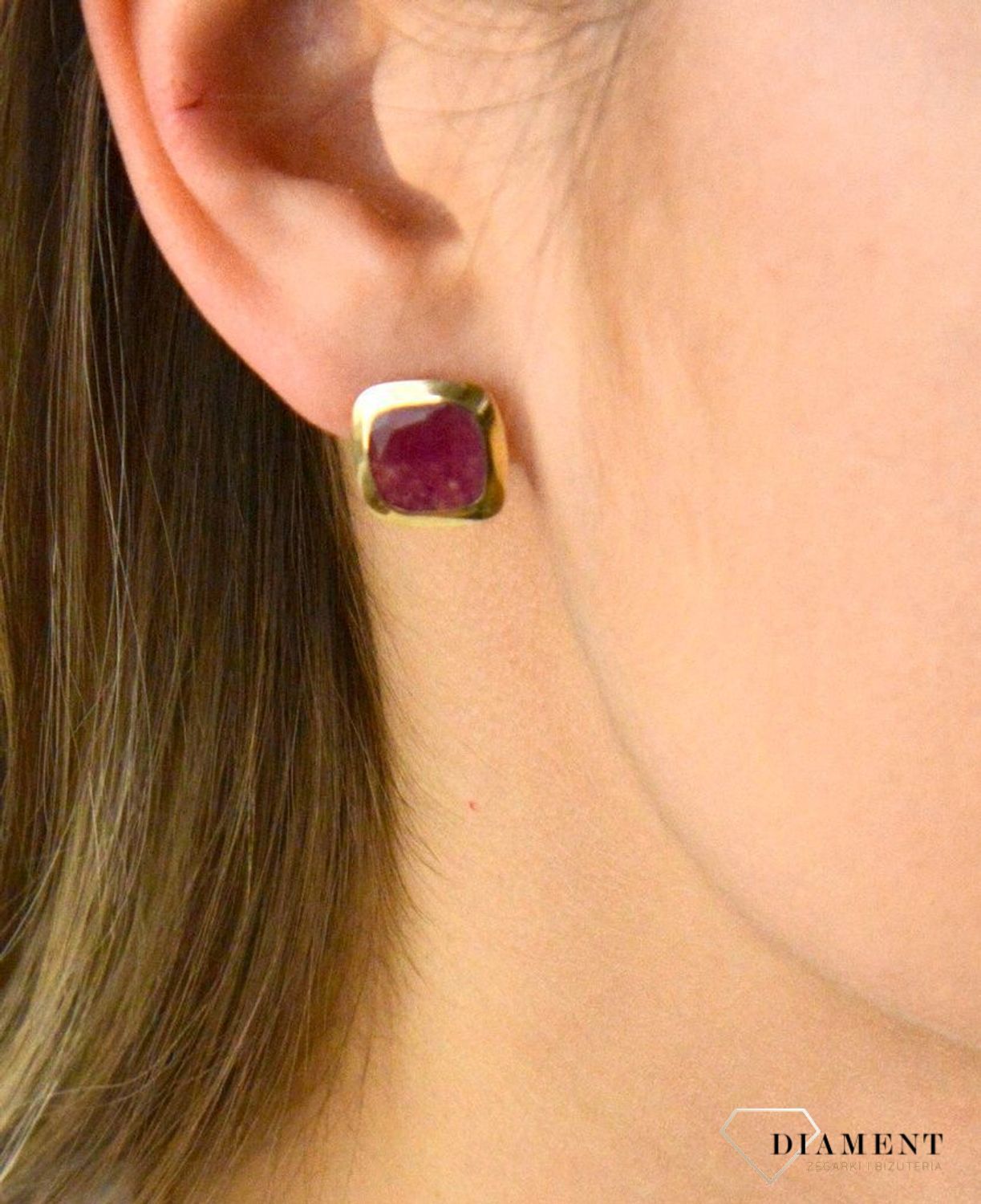 Złote kolczyki z kamieniem Jadeit DIA-KLC-5307-585.jpg