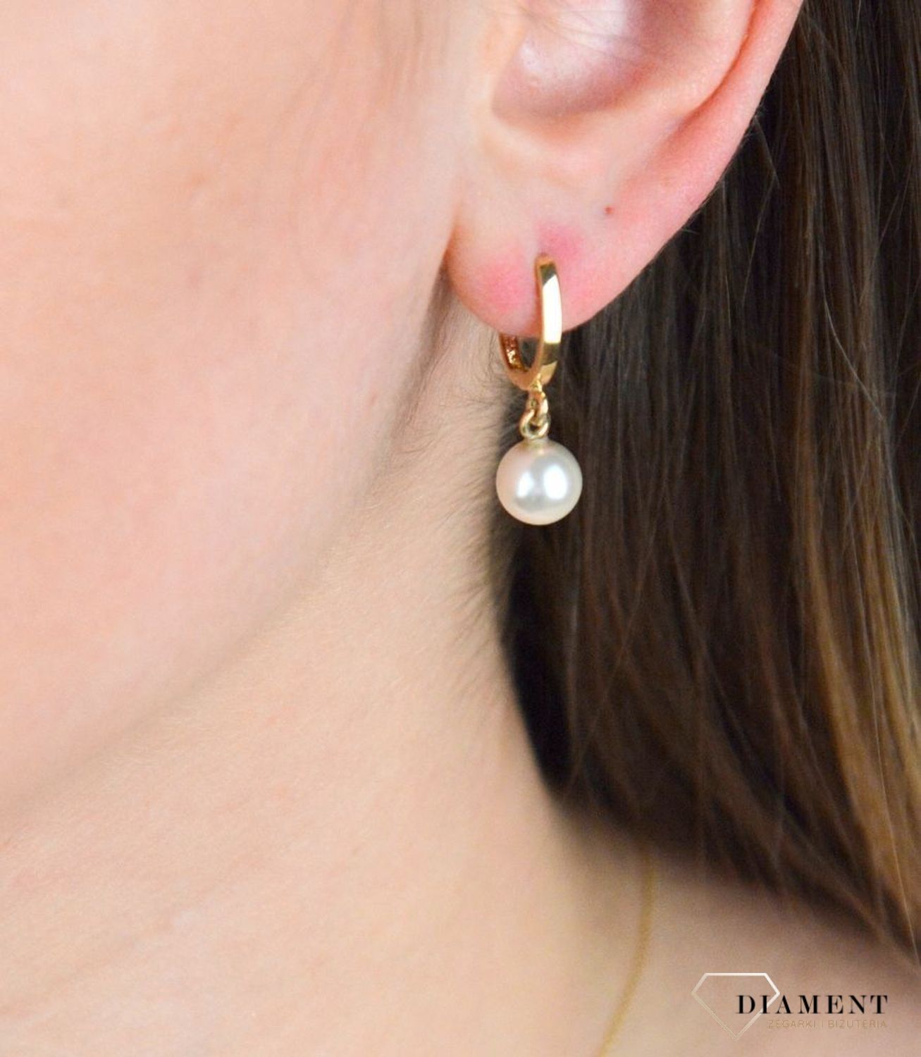 Złote kolczyki wiszące 585 z perełkami 8 mm DIA-KLC-5339-585.jpg