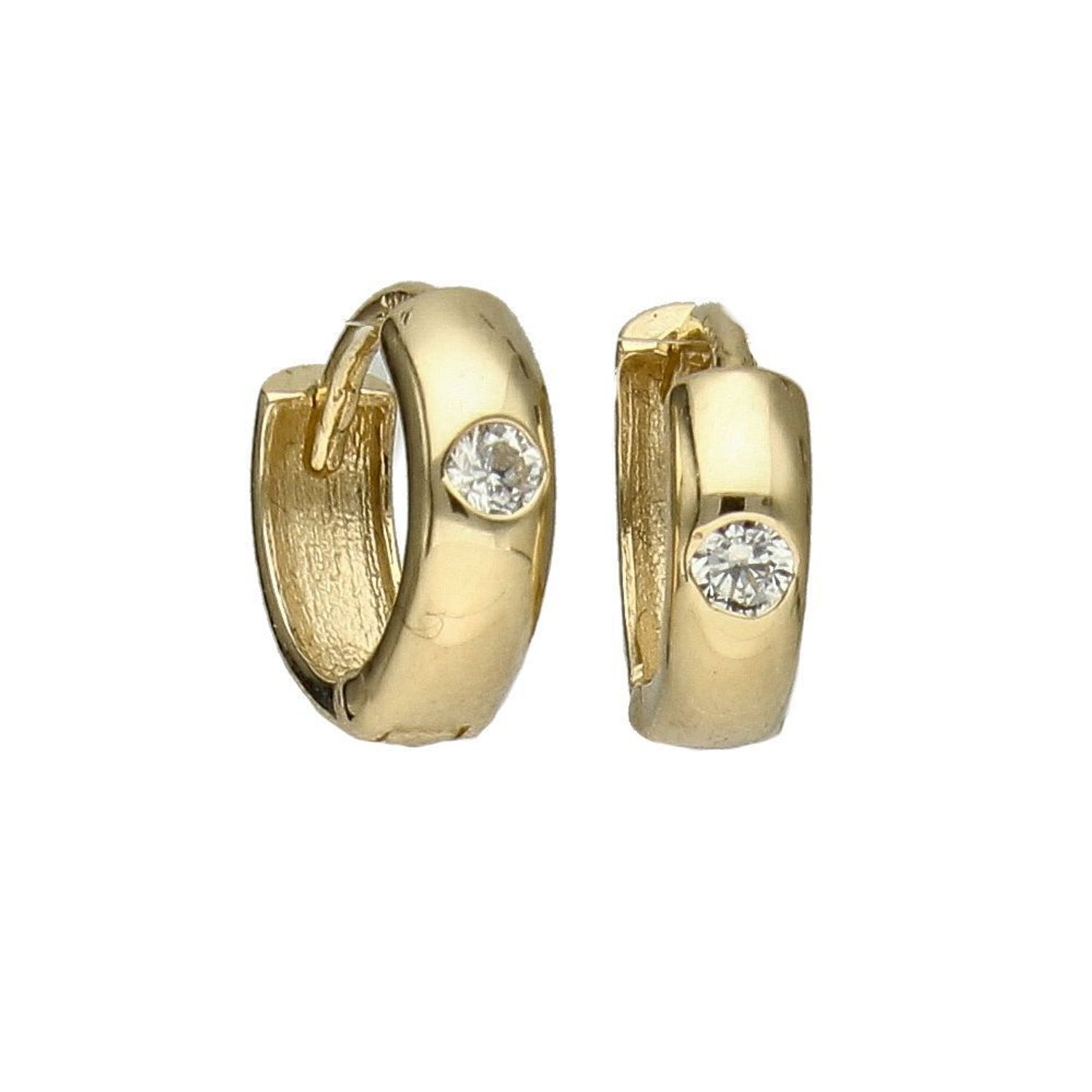 Złote kolczyki dla dziewczynki małe kółka ozdobione cyrkonią DIA-KLC-5341-585.jpg